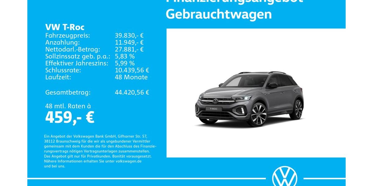 VW T-Roc 1.501 km 38.930 &euro; Stuttgart-Wangen 70188