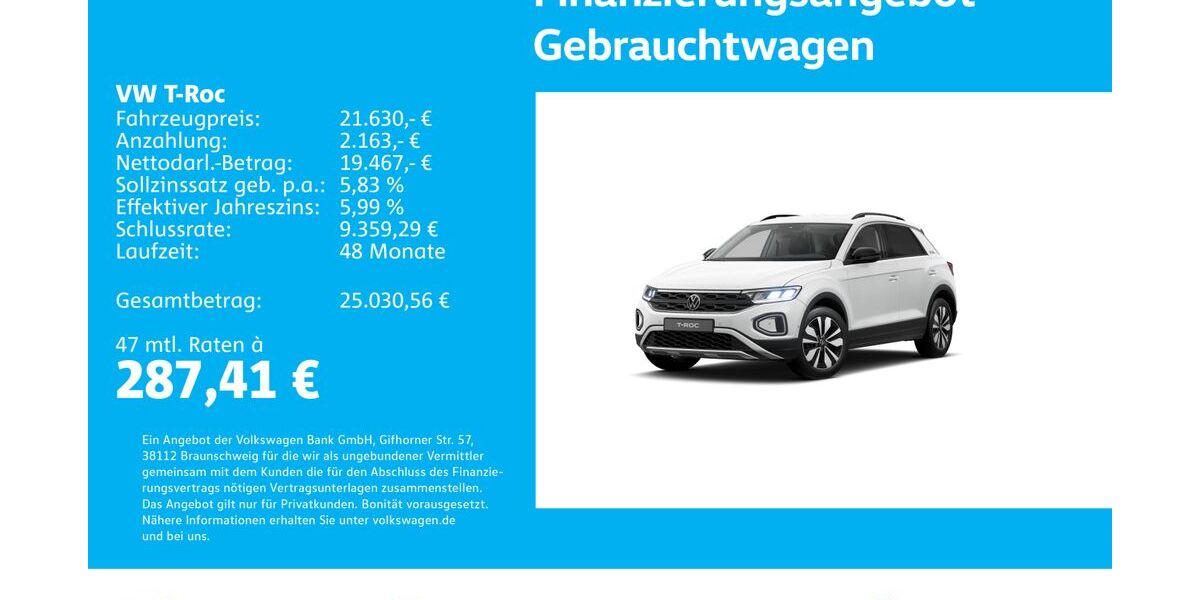 VW T-Roc 25.360 km 21.630 &euro; Stuttgart-Feuerbach 70469