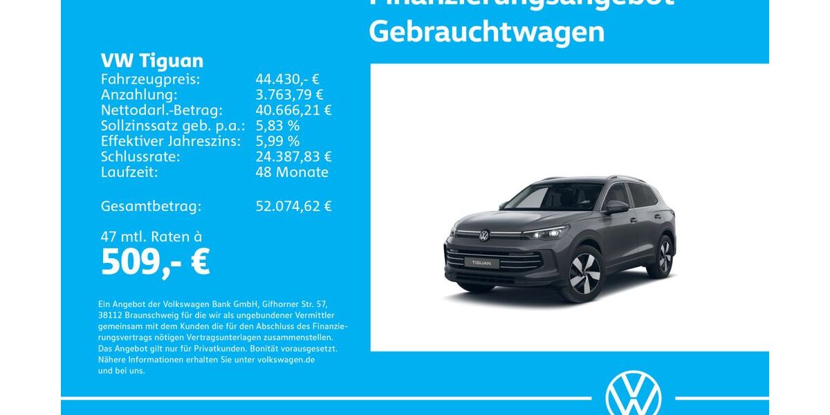 VW Tiguan 1.505 km 43.930 &euro; Stuttgart-Wangen 70188