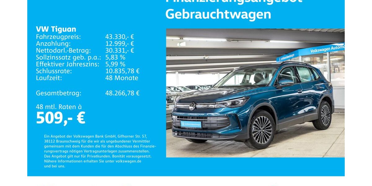 VW Tiguan 9.197 km 42.830 &euro; Stuttgart-Wangen 70188